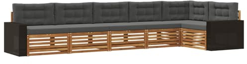 vidaXL Outdoor-Sofagarnitur 6 pcs Natur und Anthrazit, Patio-Sofa, langlebige Gartensitzmöbel, modernes Lounge-Set für Komfort im Freien