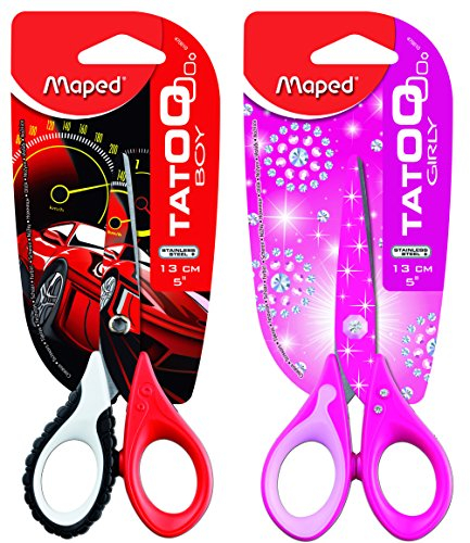 Maped 470010 - Bastel-Schere TATOO, 13cm, bedruckte Klingen, Modell sortiert