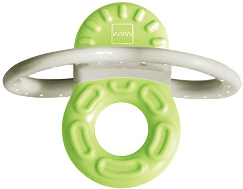 MAM Bite & Relax Phase 1 Mini Beißring, Zahnungshilfe speziell für die Vorderzähne, extra kleiner und leichter Beißring für Babys, ab 2+ Monate, grün