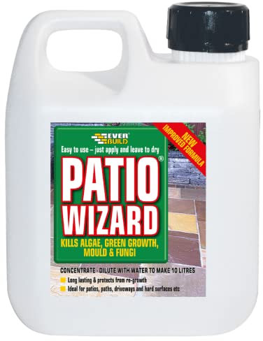 Everbuild – Patio Wizard – Concentrated Algae, Green Growth and Mould Killer – Outdoor use – Ideal for Paved Areas – Non-Hazardous – Fast-acting – 1 Litre