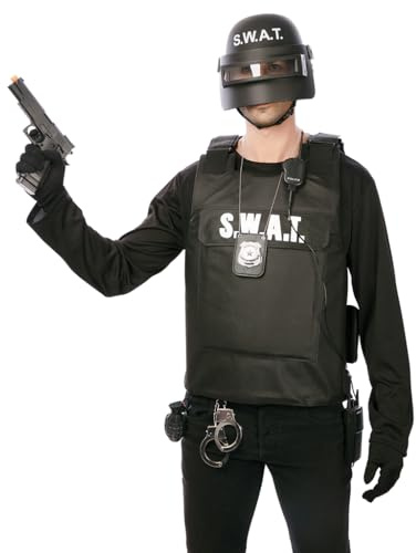 EUROCARNAVALES, SA S.W.A.T Weste Schwarz für Erwachsene