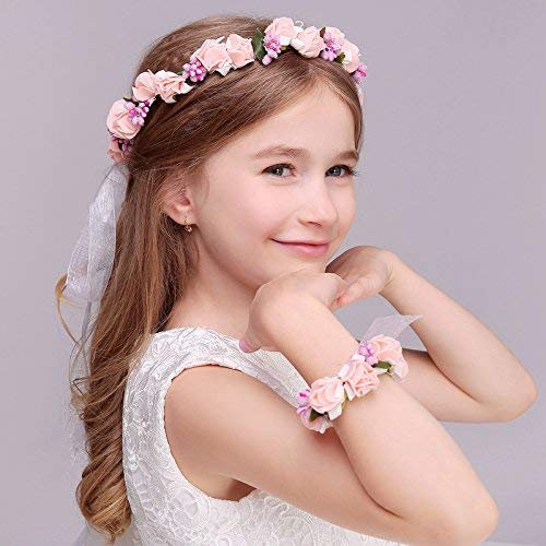 Kercisbeauty Rustic wedding Flower Girl damigella Kid bambino fiore corona rosa blush White rose Blossom Flower
