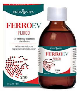 ERBA VITA Ferro EV Fluido integratore alimentare che contribuisce alla riduzione di stanchezza e affaticamento - 250 ml