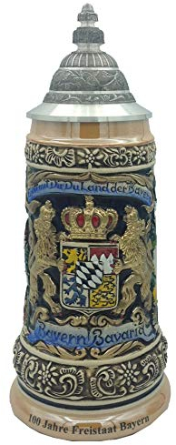 Zöller & Born Bierkrug Zinn Bayernwappen Seidel 0,5 Liter Bierseidel