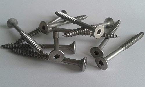 Edelstahl Spanplattenschrauben aus A2 V2A VA Teilgewinde mit Torx TX Senkkopf Schrauben Holzschrauben Edelstahlschrauben Universalschrauben (50, 5 x 60 mm)