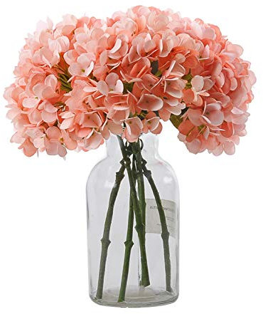 cn-Knight Artificial Hydrangea Flowers 6pcs 14 Inch Hortensia Bouquets for Wedding DIY Home Decor Centerpieces(Champagne)