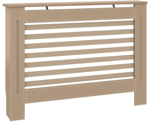 vidaXL Heizkörperverkleidung mit horizontalen Latten Heizkörperabdeckung Heizungsverkleidung Heizung Heizkörper Abdeckung 112x19x81,5cm MDF