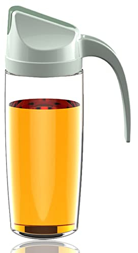 600ml Bouteille en verre d'huile d'olive avec couvercle et bouchon automatique, à l'épreuve des fuites, buse anti-goutte, bouteille de sauce de soja à ouverture et fermeture automatique