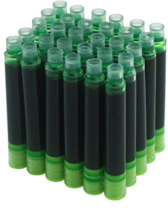 Hongdian Cartuchos de Tinta de Pluma Estilográfica, Color Verde Claro, Paquete de 30 Cartuchos de Recarga de Tinta, 3,4 mm de Diámetro Interior