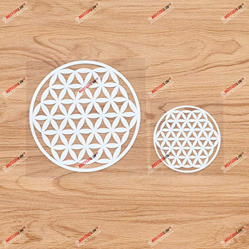 Heilige Geometrie Blume des Lebens Vinyl Aufkleber Sticker - 2er-Pack weiß, 7,6 cm, 12,7 cm - ohne Hintergrund - für Auto Boot Laptop Becher