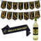 Oblique Unique® Endlich Rentner Deko Set - Girlande + Schärpe + Flaschenetikett Dekoration für Ruhestand Rente Pensionierung Männer Schwarz Gold