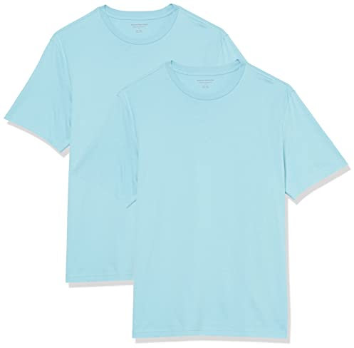 Amazon Essentials Men's Cotton Regular-Fit Short-Sleeve Crewneck T-Shirt, Pack of 2, Light Blue, 5XL Plus