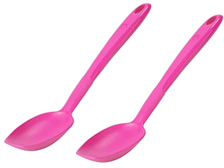 Kochblume Soßenlöffel S 2er Set | Premium-Silikon & BPA frei| Hitzbeständig | Spülmaschinenfest | 25,5cm | Farbe: pink