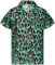King Kameha Funky Hawaiian Shirt, Men, Shortsleeve, Flames Allover, Green, XL