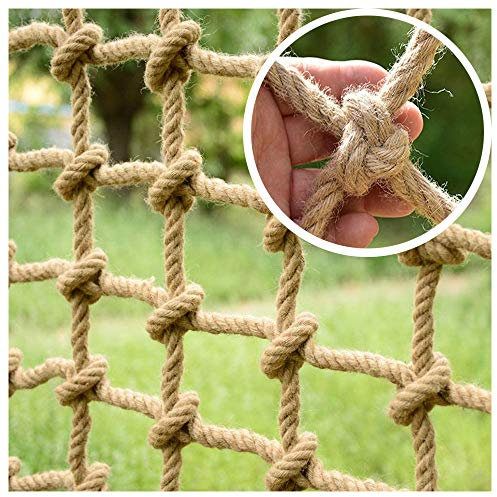 SSCYHT Hanfseil-Kletternetz, Outdoor-Hinderniskurs für Trainingsgeräte und Schaukel-Befestigung, Ki-ds Trainingsnetz, großes Netz, verschiedene Größen, Hanfseil, Durchmesser 12 mm, 15 cm, 5 x 2 m