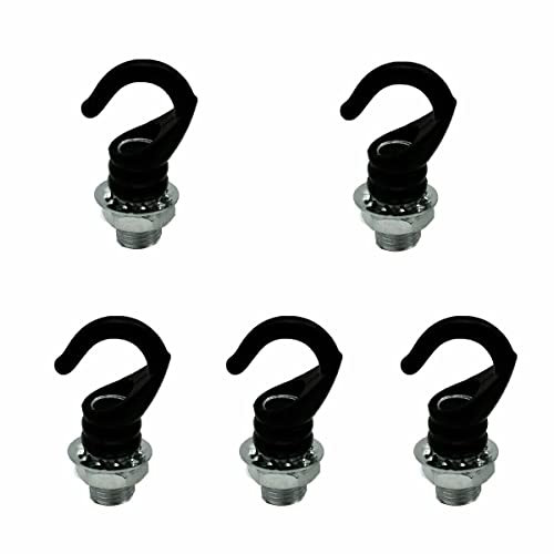 LEDSone 5 mini ganchos de techo con hebilla de seguridad tallada antigua, diseño Q-Hanger M10 tornillo y tuerca, anillo de gancho de 10 mm, gancho de roseta de techo, color negro