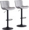 Kidol & Shellder Bar Stools Set of 2 Adjustable Swivel Barstools Faux Leather Cushioned Wing Back Counter Stools, Grey, 3-5 Mins to Assemble, Loads 300lbs
