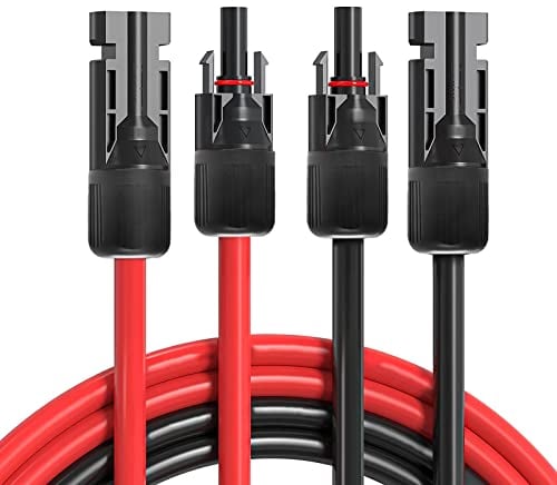 2×1m Solarkabel Verlängerung 4mm2, 4mm²/6mm² 1-15m Solar Kabel, Balkonkraftwerk Solarpanel Solarmodule Solar Kabel Verlängerungskabel, IP67 Wasserdichtem für Solaranlage Photovoltaik