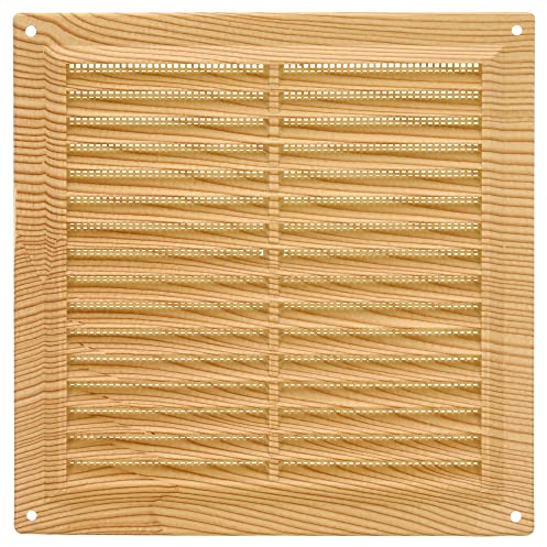 Amig - Rejilla cuadrada de plástico con mosquitera- Rejillas de ventilación para salida de aire - Adecuado para techo de cocina y baño - Medidas: 170 X 170 MM - Color: Pino