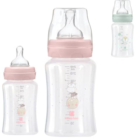 Kikkaboo Biberon PP 240 ml Tettarella in silicone taglia M, a partire da 3 mesi, colori:rosa