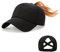 Feelorna Pferdeschwanz Baseball Cap Damen Sommer, Mesh Baseballkappe mit Pferdeschwanz Loch Einstellbare Atmungsaktive Sportkappe Hut für Outdoor Sport Reisen (Schwarz)