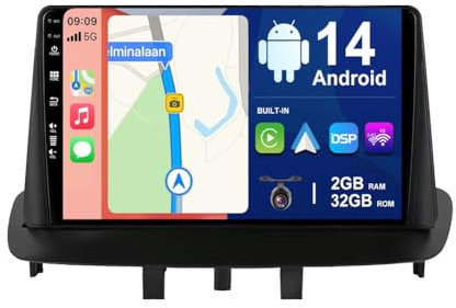 BXLIYER Android 14 Autoradio para Renault Megane 3 (2008-2014) - 2G+32G - Gratis Trasera Cámara - 9 Pulgada 2 DIN - Apoyo Dab WLAN CarPlay Volante Android Auto Bluetooth Split-Screen