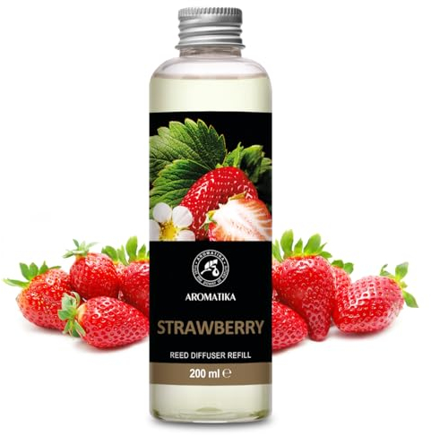 Raumduft Diffuser Nachfüller Erdbeere 200ml - Nachfüller für Duftdiffusor - Aroma Diffusers - Lufterfrischer - Duftdiffusor - Raumbeduftung - Raumluft - Zimmerduft - Reed Diffuser Refill Strawberry