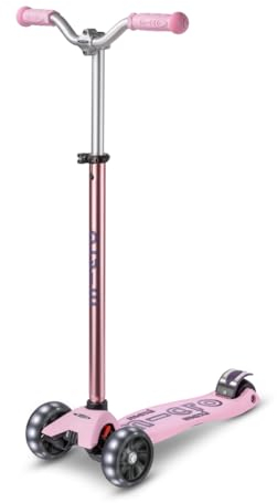 Maxi micro™ Deluxe Pro LED | Das ORIGINAL | Kinder Roller ab 5 Jahren | Premium Kinderroller von 5-7 Jahre | Lenker höhenverstellbar | Kickboard Scooter | 5 6 7 Jahre (Rose)