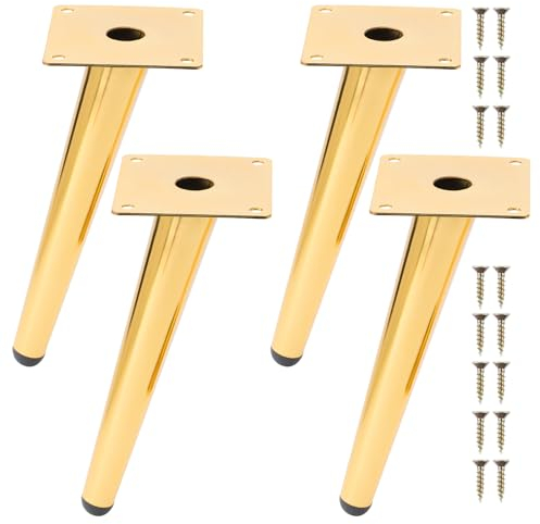 NAKUPENDA Möbelfüße 4 Stück Metallbeine für Möbel Möbelbeine Kegel Schräg Möbelfüße Tischbeine Schrankfüße DIY für Schrank Stuhl Couchtisch (20cm Höhe,Goldene)