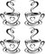 2 Pairs Coffee Cup Wall Stickers, Self-Adhesive DIY Art Stickers for Kitchen Restaurant Bar Wall Decoration