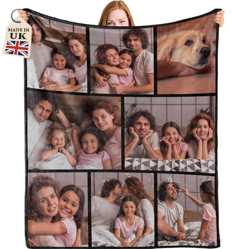 Bemaystar Personalised Blanket with Photo Text - Personalised Gifts for Women Men, Photo Blanket, Custom Blanket, Gifts for Family Kids Pet Friends for Birthday Fathers/Mothers Day