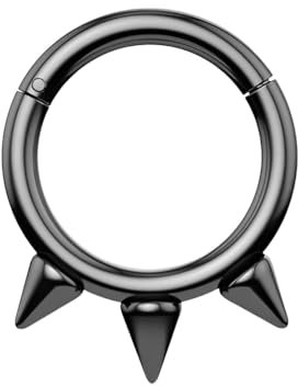 Decentraland 1 Stück 16G Schwarz Durchmesser 12mm Spike Nase Septum Mund Hoop Ohrring Knorpel Chirurgenstahl Gothic Ring Piercing Schmuck