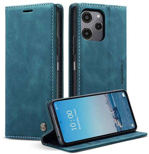 Coque pour Xiaomi Redmi 12 4G 6.79, Coque Xiaomi Redmi 12 5G Pochette, Etui Protection Housse Premium en Cuir PU,Etui à Rabat Pochette de Portefeuille Étui, Flip Case, Bleu Vert