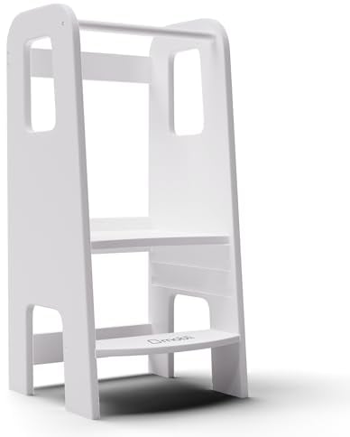 moblì Montessori Lernturm ab 1 Jahr, Stabiler Lernturm für Kinder, 2-in-1 Lernturm & Tritthocker, Learning Tower Fördert Selbstständigkeit, Sichere Kindertritt Möbel für Baby- & Kleinkinderzimmer