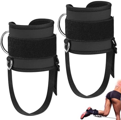 Ankle Straps for Cable Machines, Adjustable Cable Ankle Straps for Gym Workouts with Dual Stainless Steel D-Rings, Gym Ankle Strap for Men and Women in Glute Workouts and Booty Hip Abductor Exercises