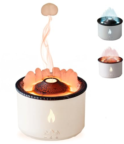 Vulkan-Luftbefeuchter Flammen-Aroma-Diffusor: Ultraschall Ätherisches Öl Duft Diffusor 300ml Große Kapazität 2-in-1 Ätherisches Öl Diffusor mit Funktion Timer für Schlafzimmer (Ohne Fernbedienung)