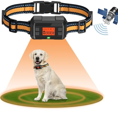 Collier Anti Fugue Sans Fil GPS pour Chien pour Extérieur, 30 - 999M Réglable Amélioré Clôture Anti-Fugue, IPX7 Étanche Précise Chien Électrique Système Clôture, Nouvelle Puce Signal GPS Intelligente