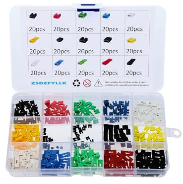 ZSDZFYLLK 300pcs 2.54mm/2.0mm/1.27mm Mixed Jumper Caps Kit for Arduino Raspberry Pi PCB PC Standard Circuit Board Jumper Cap Shunts Short Circuit Connection Pin Blocks