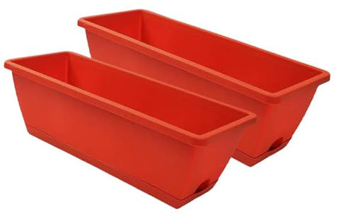 MagiDeal 2 jardinières de fenêtre, jardinières de légumes, Pots rectangulaires, conteneur de Culture de légumes pour Ferme, Cuisine, Patio, Rouge