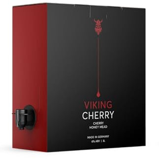 Premium Cherry Mead made with 25% Cherry Juice (Drink Hot or Cold) VIKING CHERRY Traditional Cherry Mead Wine - 3L Box, 6% ABV