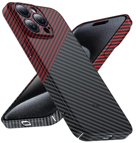Phoneaura Schutzhülle mit iPhone 15 Pro Max Hülle mit Carbon Optik kompatibel mit MAGSAFE I Handyhülle für 15 Pro max Glas I 15 Pro Max Case [flaches Design+ Carbon Optik+ 2 Schutzgläser inklusive]