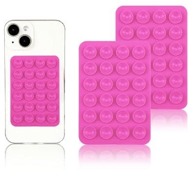 Vilbocr Silikon-Saugnapf-Handyhüllen-Halterung, freihändiges Fidget-Spielzeug, Spiegel, Dusch-Handyhalterung, Tiktok-Videos und Selfies (Rosa), 2 Stück