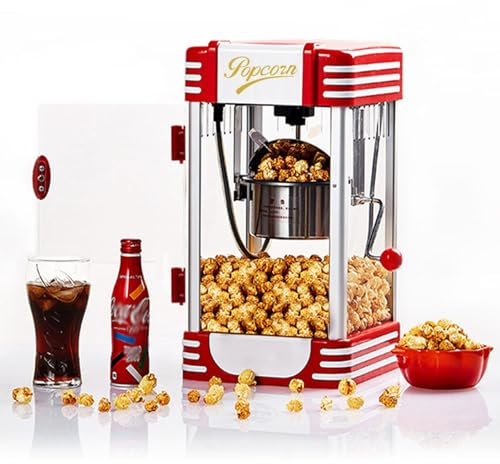 Retro Popcorn Maker Elektrisch Heißluft-Popcornmaschine Mit Timing-Funktion Topf Aus Rostfreiem Stahl Antihaftbeschichtet 3 Minuten Rapid Popping BPA-frei Für Kino Zu Hause, Party, Filmabend