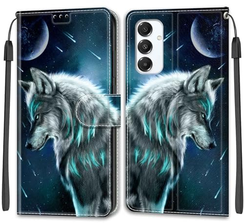 TOMYOU PU Leather Wallet Case for Samsung Galaxy A16 5G, Wolf | Pouch Design, Book Flip Folio, Magnet Closure, Kickstand, Card Slots, Wrist Strap Lanyard, Pattern Style
