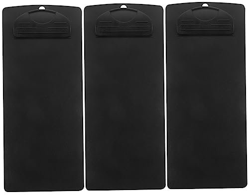 DIYEAH 3 Pièces Dossier de menus du dossier de factures mallettes clipboard planchettes scolaires planche à pince de bureau presse-papiers de menu presse-papiers portable résine abs Black