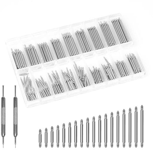 Tibapla 360 Stück Uhren Federstege Set 8-25 mm Premium Edelstahl Uhrenstifte Professionelle Uhrenwerkzeug für Uhren Reparatur Federstegbesteck Set für Uhren und Armbänder
