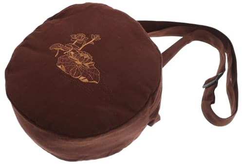 Buddha Klangschalenbeutel Stoff Mönchstasche für Reisen und Outdoor | Buddhistische Tasche aus Stoff und Kunststoff, Einfache Elegante Form, Kaffeefarben, Praktisch zu Tragen