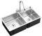 Fregadero Cocina 2 Senos 72x40cm, Fregadero De Cocina De Acero Inoxidable, Fregadero Bajo/Encimera/Enrasado Con Juego Desagüe (72x 40 X 22cm)(68x38cm/26.7 * 14.8in)
