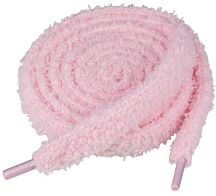 Endoto 16MM Lacet Fluffy Peluche pour Chaussures, Lacets Cordones Plush Fourrure épaisses Furry Fuzzy Shoelaces Laces - Rose, 45 Pouces