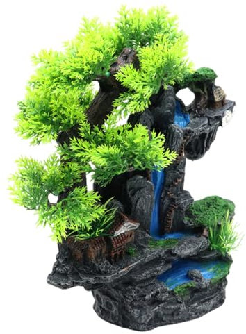 YIBOZI Landschaft Wasserfall Haus Landschaft Aquarium Dekorationen für Aquarien Terrarium Garnelen Haus alte Ornamente